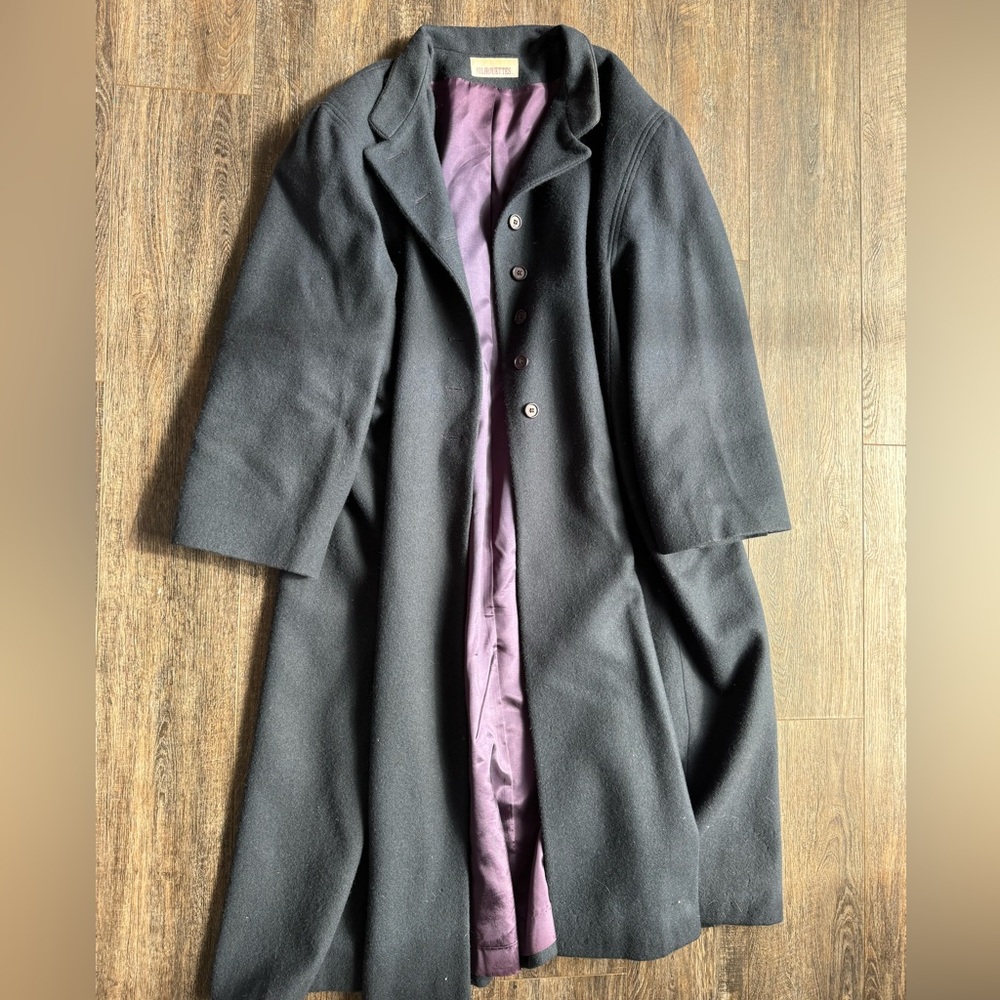 Women’s 100% Wool Long Navy Trench Coat with Button Closure size 26W